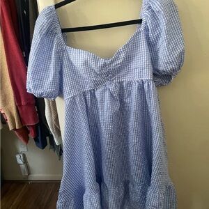 SHEIN Blue Gingham Dress